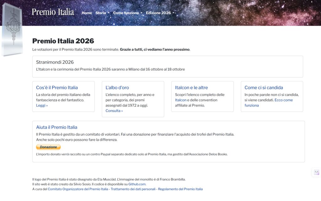 homepage premio italia 2026 al 21 ottobre