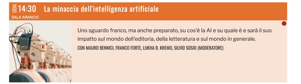 Locandina del panel “La minaccia dell’intelligenza artificiale” a Stranimondi 2026